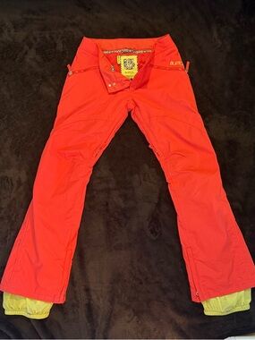 Burton coral-red /lime- yellow Snow Pants